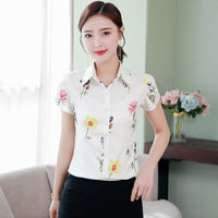 Women Blouses Chiffon Shirt Spring Autumn Tops Fashion Turn Down Collar Long Sleeve Floral Print Shirts Casual Plus Size 5XL