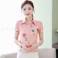 Women Blouses Chiffon Shirt Spring Autumn Tops Fashion Turn Down Collar Long Sleeve Floral Print Shirts Casual Plus Size 5XL