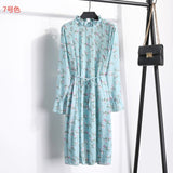 Women Two layers chiffon pleated dress 2019 spring autumn female vintage elegant long sleeve loose casual office lady dress