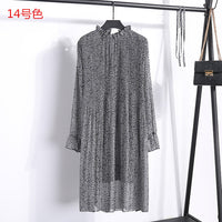 Women Two layers chiffon pleated dress 2019 spring autumn female vintage elegant long sleeve loose casual office lady dress