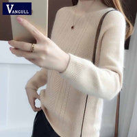 Vangull Half-Turtleneck Knitted Sweater Women Long Sleeve Thick Soft Female Pullovers 2019 Winter Warm New Solid Bottoming-shirt